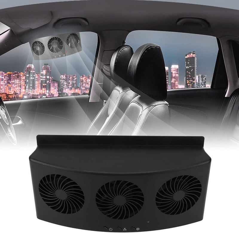 woobles Solar Exhaust Fan 3 Fan Low Noise 4000rpm Car Exhaust Fan for All Cars (Black) - Image 2